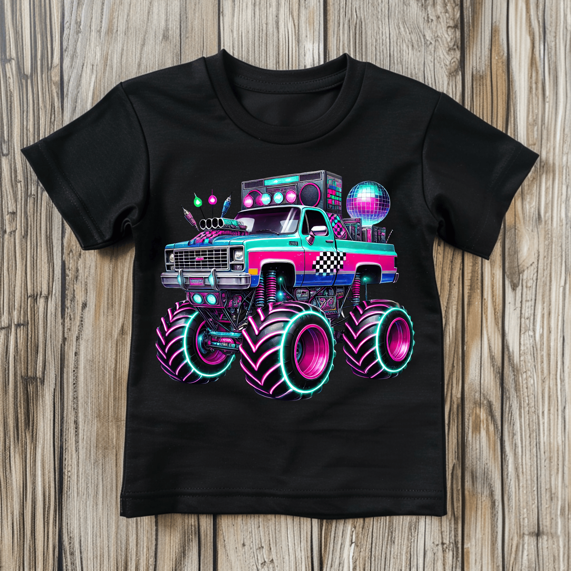 Disco Party Monster Truck Kids’ T-Shirts