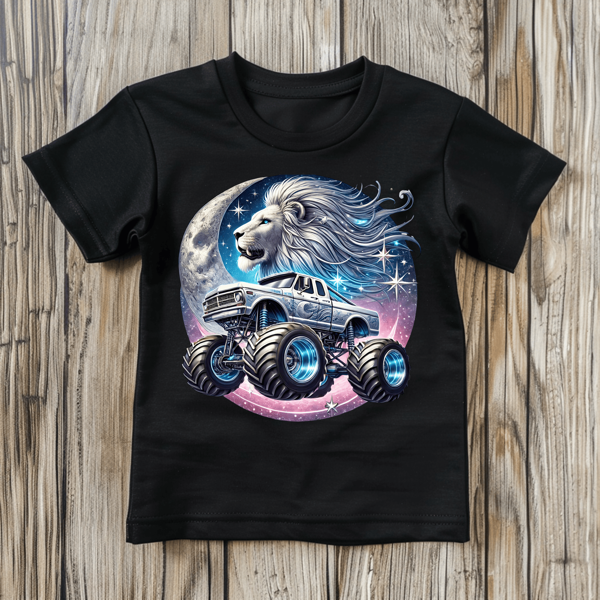 Lion Monster Truck Kids’ T-Shirts