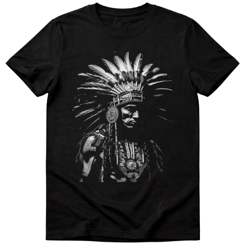 Black T Shirt with Native Warrior